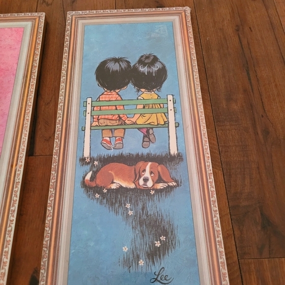 Vintage 1971 Lee Big Eye Kids‎ & Dog Cork Board Wall Hangings Set - Picture 3 of 8